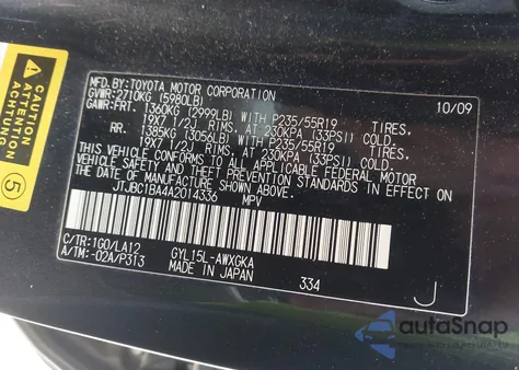 2010 Lexus Rx 450H z USA, uszkodzony, nr VIN JTJBC1BA4A2014336